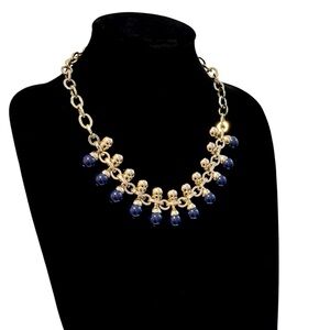 LOFT | Ann Taylor Navy & Gold Weighted Classic Collar Necklace | NWT